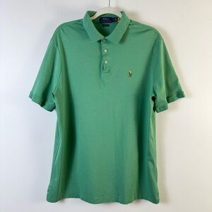 Polo Ralph Lauren Green Three 3 Button Polo Shirt Multicolored Pony Large Preppy